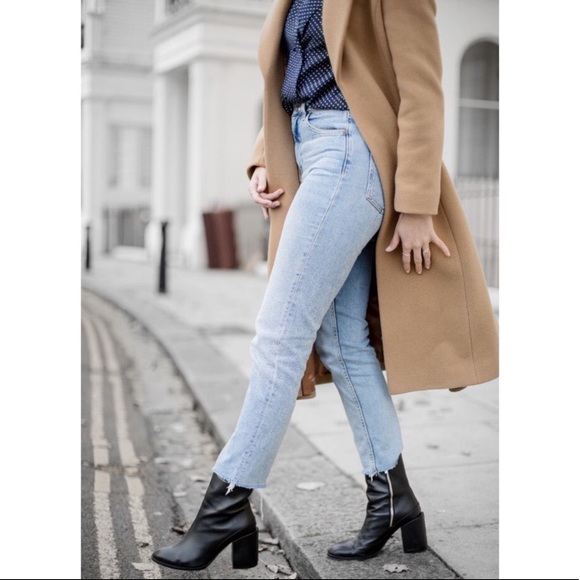 authentic raw hem straight leg jeans